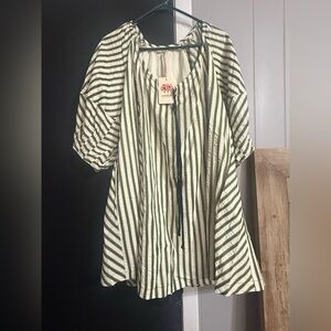 Entro Green and White Striped dress
